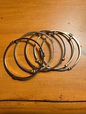 Set of Gold Tone Metal Bangle Bracelets